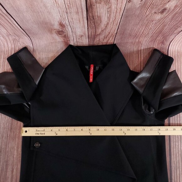 Spanx Womens Small Drape Front Jacket Very Black Convertible Faux Leather 50176R - Picture 13 of 14